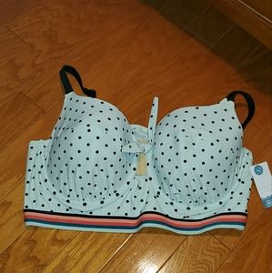 Lane Byrant Light Blue Pokadotted Swimsuit